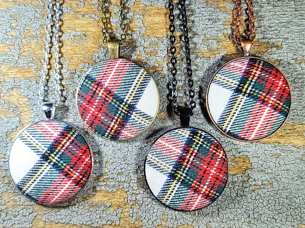 Dress Stewart Tartan Plaid Pendant Necklace