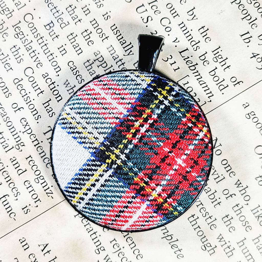 Stewart Tartan Plaid Pendant Necklace Set 