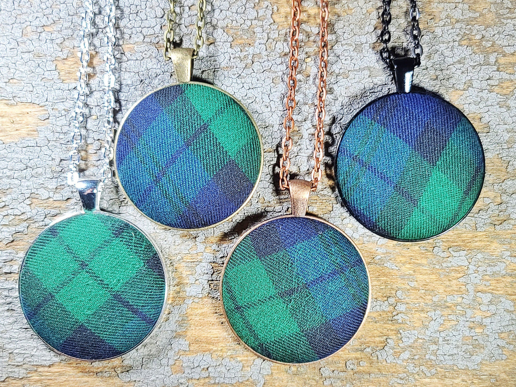 - Plaid Circle Pendant Layering Jewelry Gift For Her