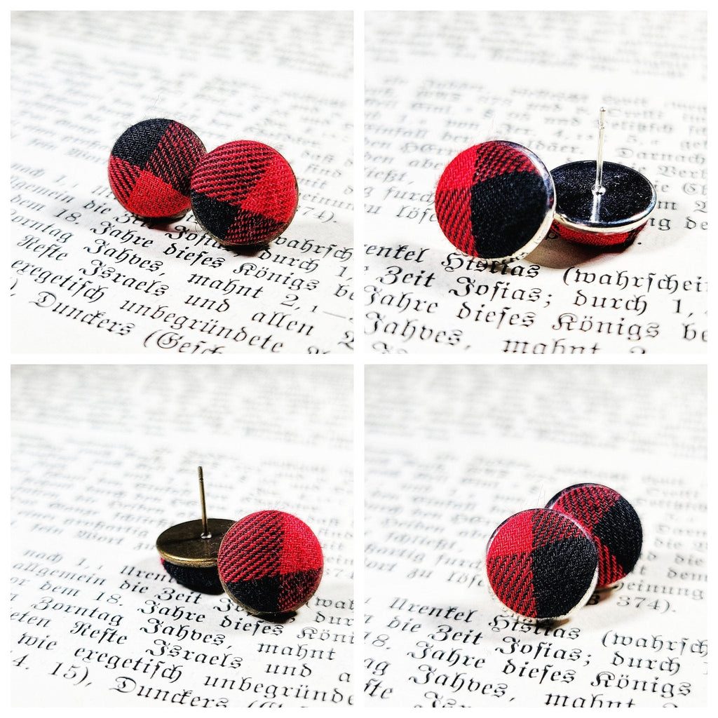 Red Lumberjack Bezel Style Jewelry Set For Her