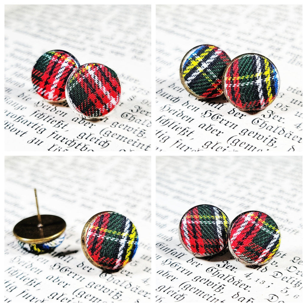 Tartan Plaid Stud Earrings - Stewart Tartan Jewelry