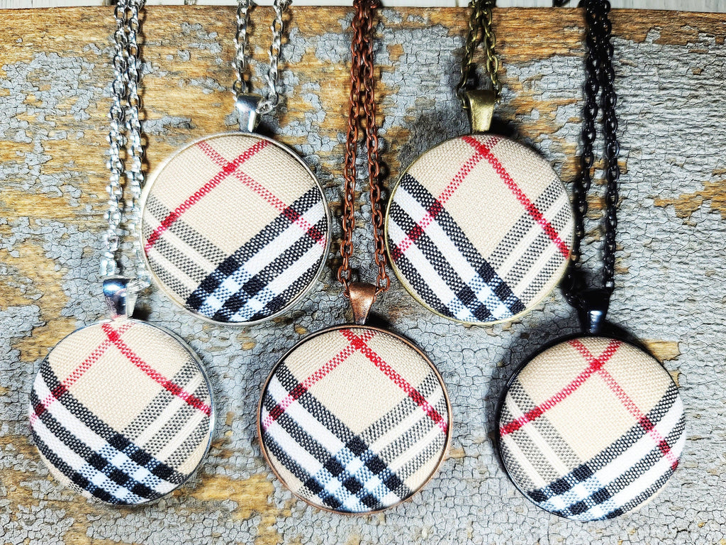 Boho Style Brown Check Plaid Pendant 