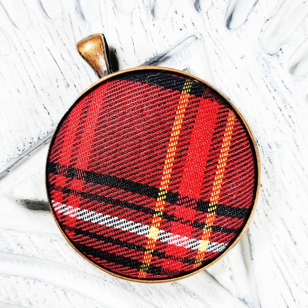  Handmade Wallace Tartan Fabric Pendant Necklace 