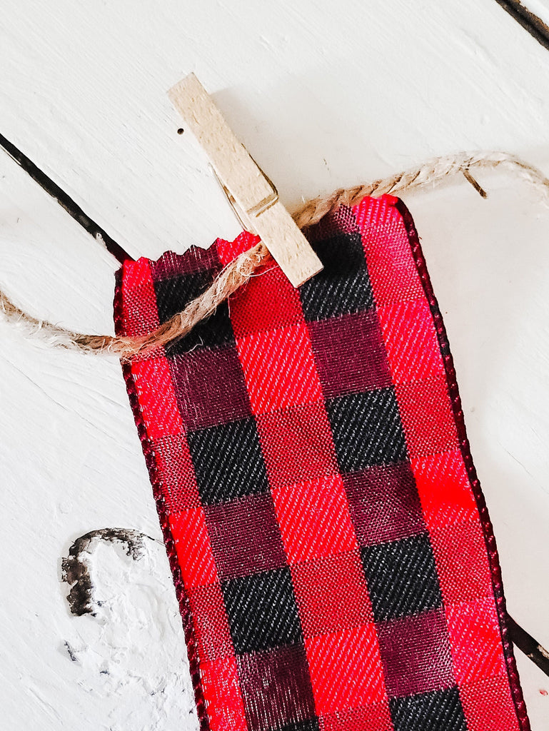 Wired Ribbon Spools - red & black Buffalo Plaid for Crafting