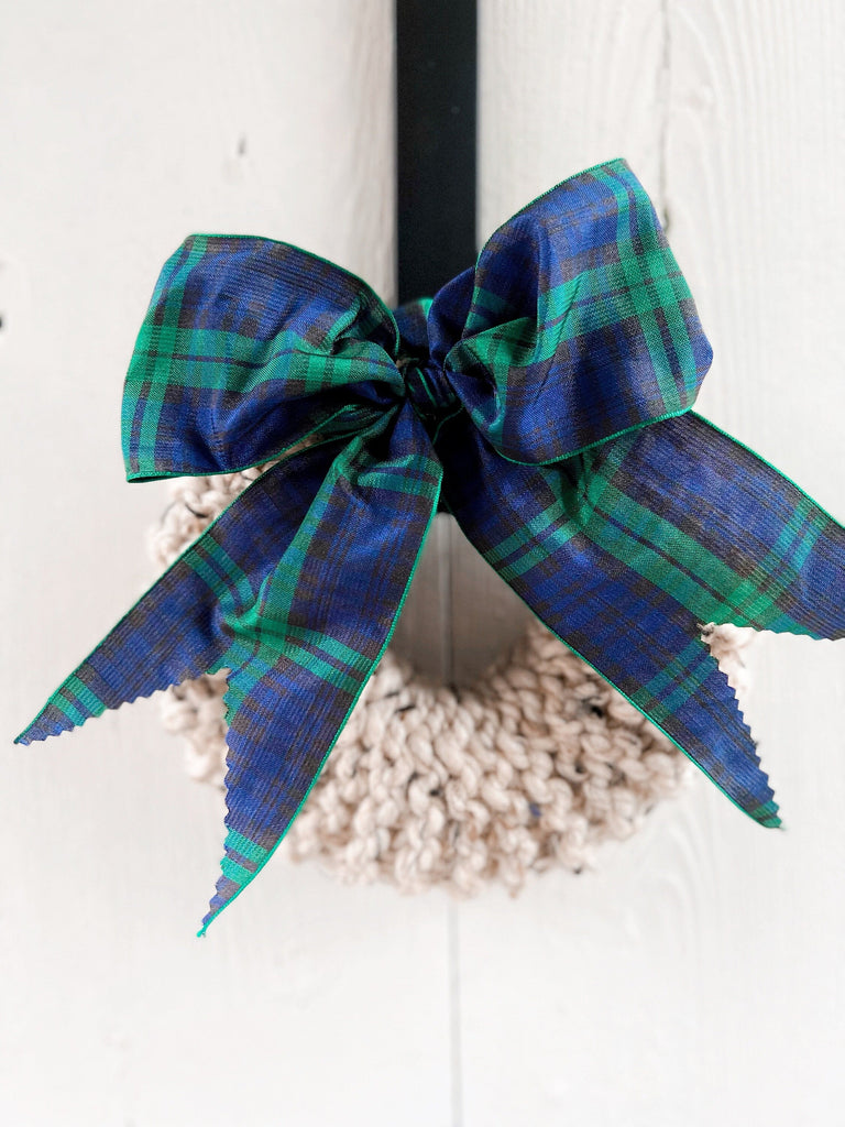 Black Watch Tartan Bow Wreath - 6 Inch - Ready To Ship