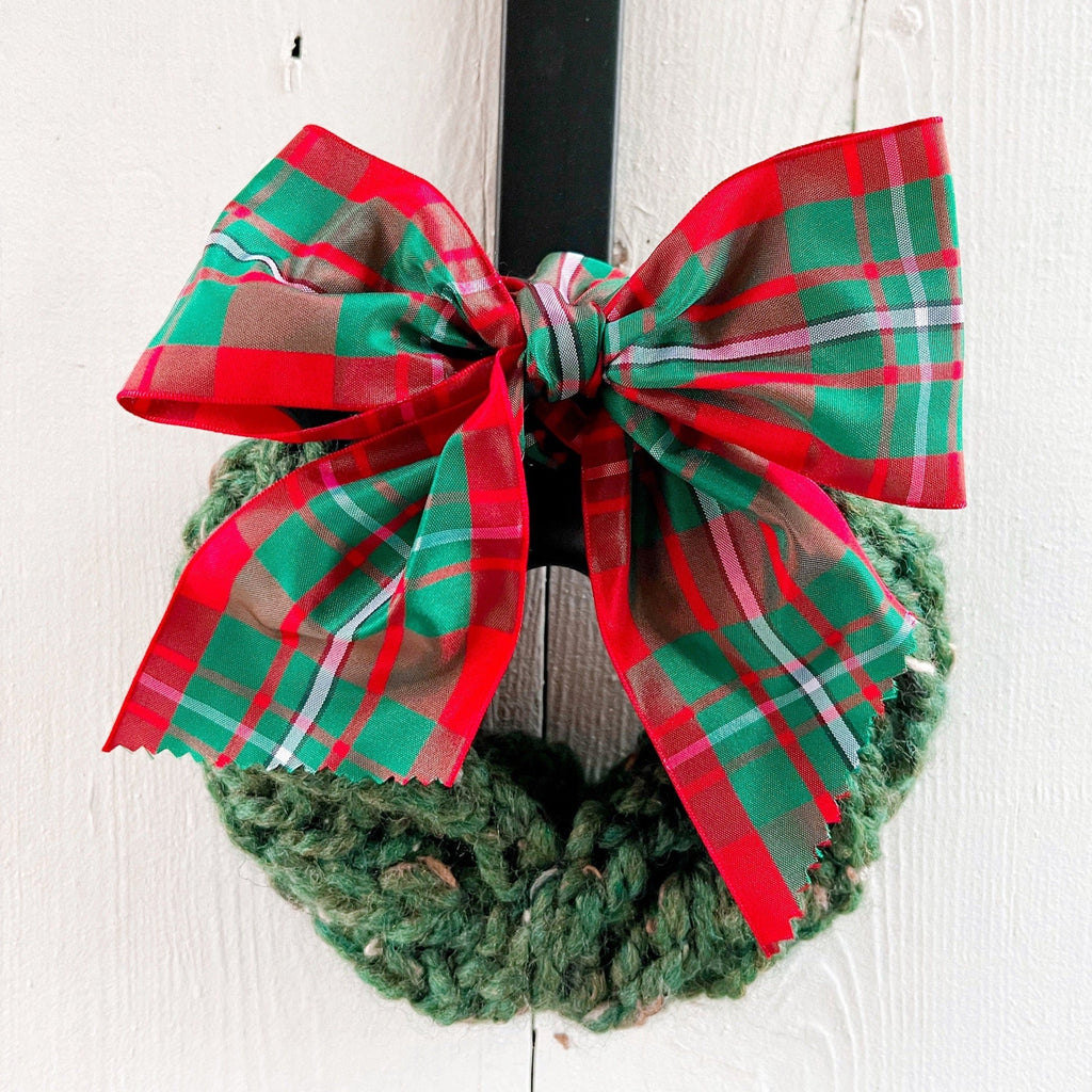 Hand Knitted Farmhouse Wreaths With Macgregor Tartan Bow