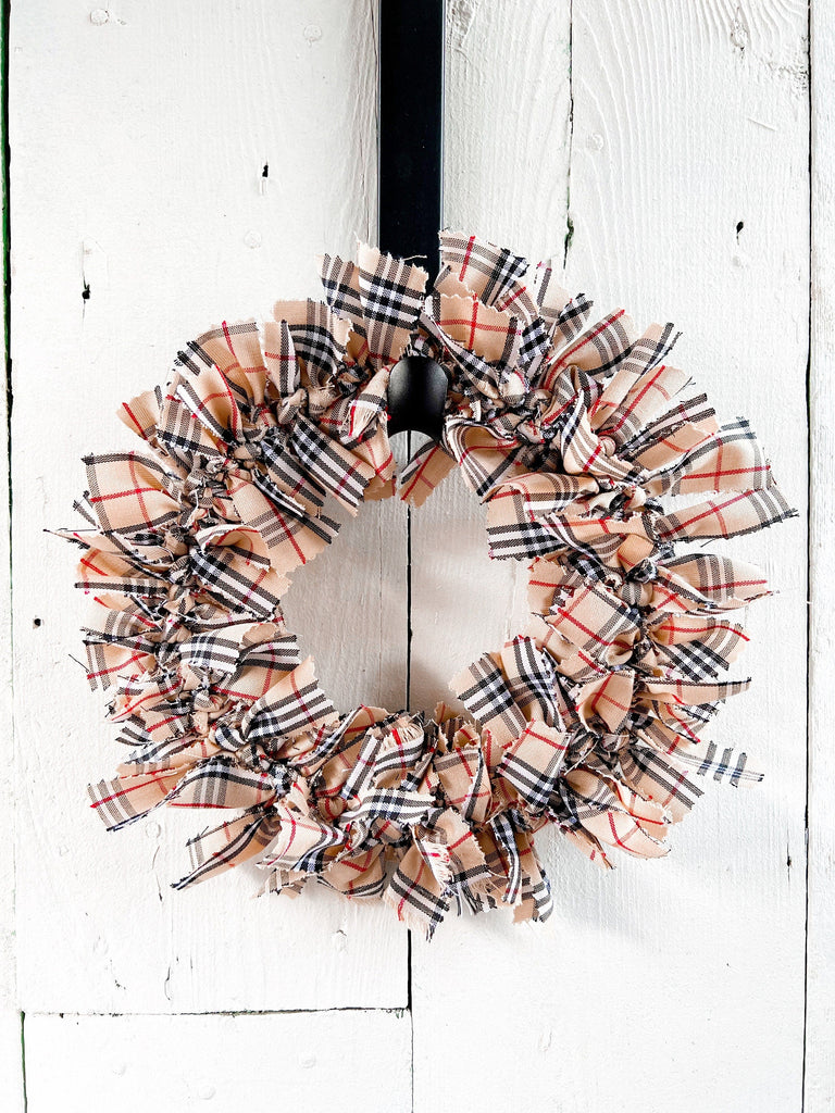 Rag Wreath - Farmhouse Inspired Brown Fabric Rag Wreath