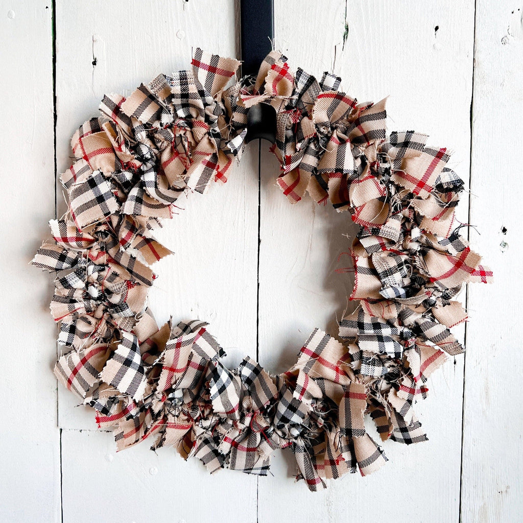 Rag Wreath - Farmhouse Brown Fabric Rag Wreath