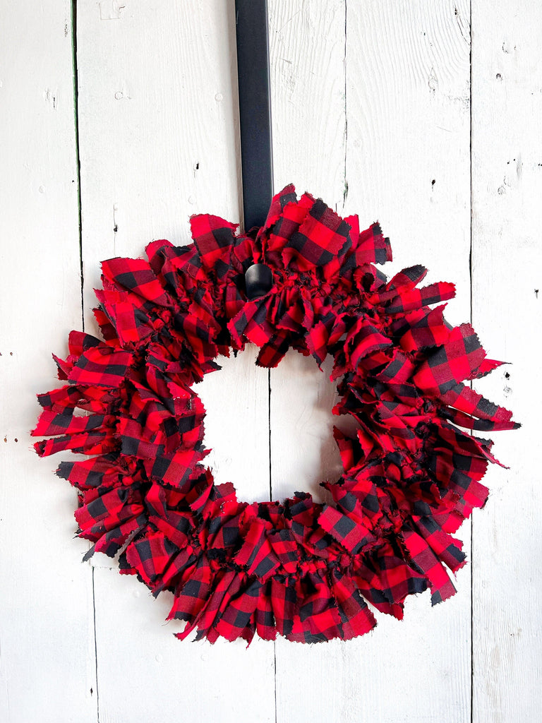 Buffalo Plaid Wreath - 12 Inch Christmas Farmhouse Decor