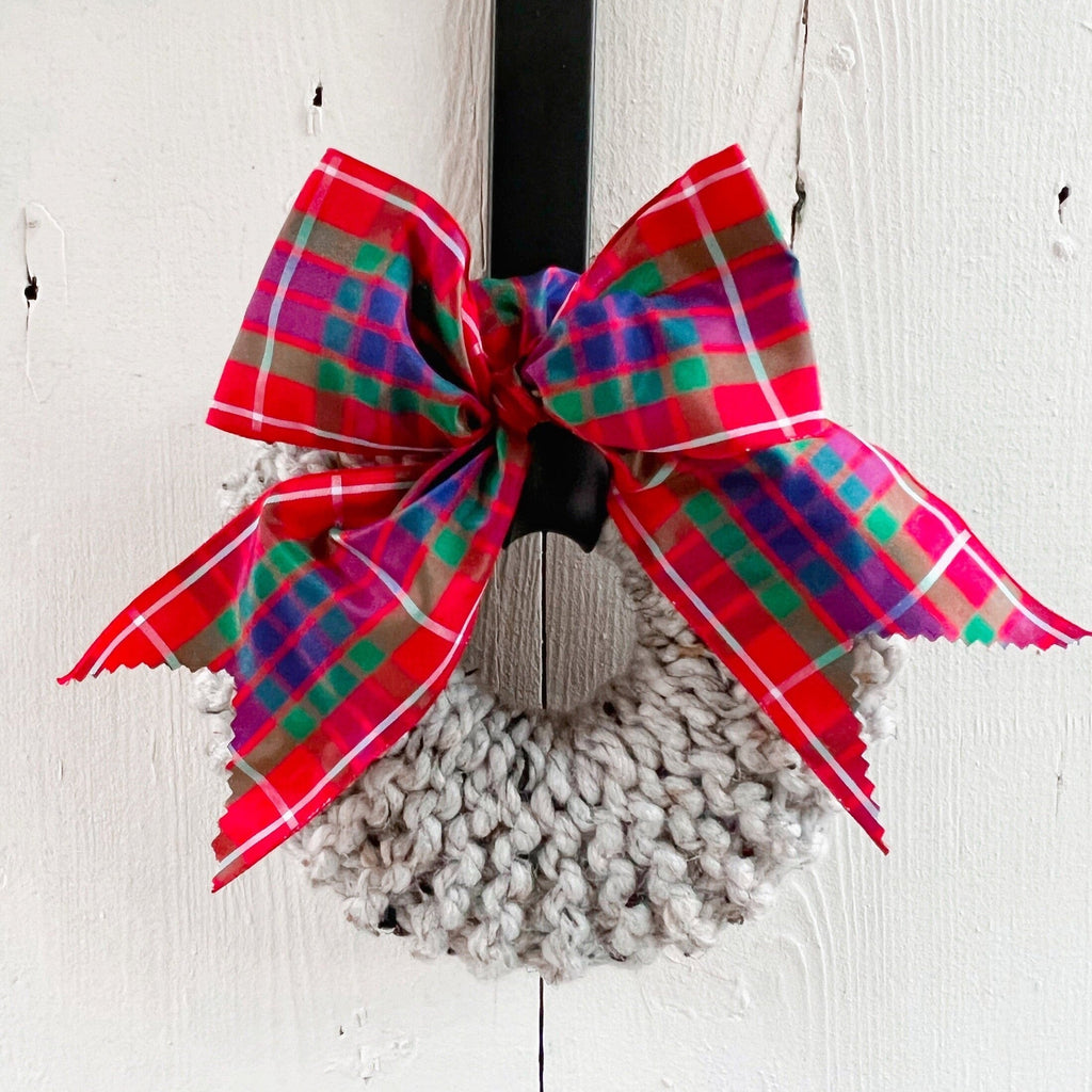 Farmhouse Christmas Wreath With Chunky Knit Texture