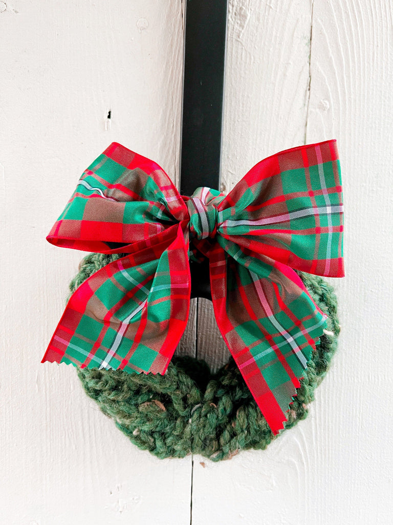 Hand Knit Wreaths With Large Macgregor Tartan Bow