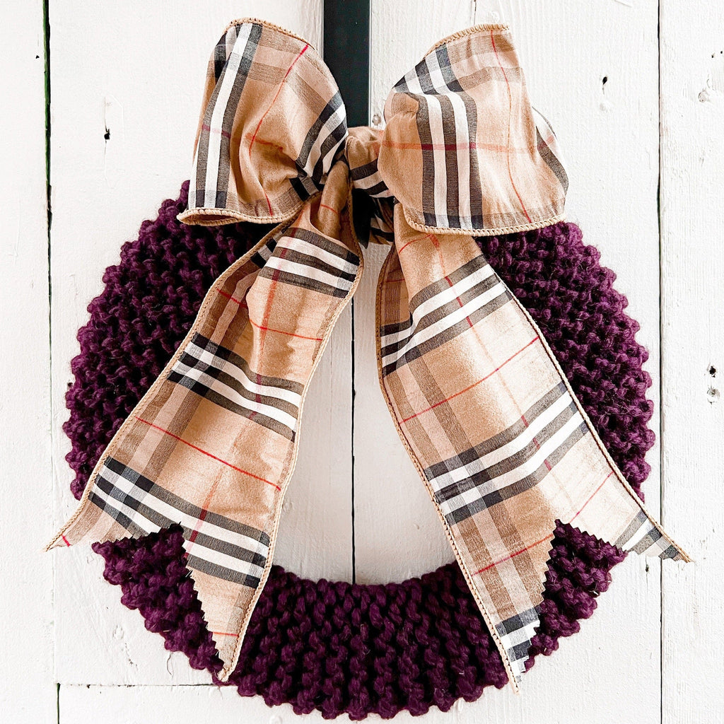 Handcrafted Farmhouse Christmas Wreath With Tartan Plaid Bow