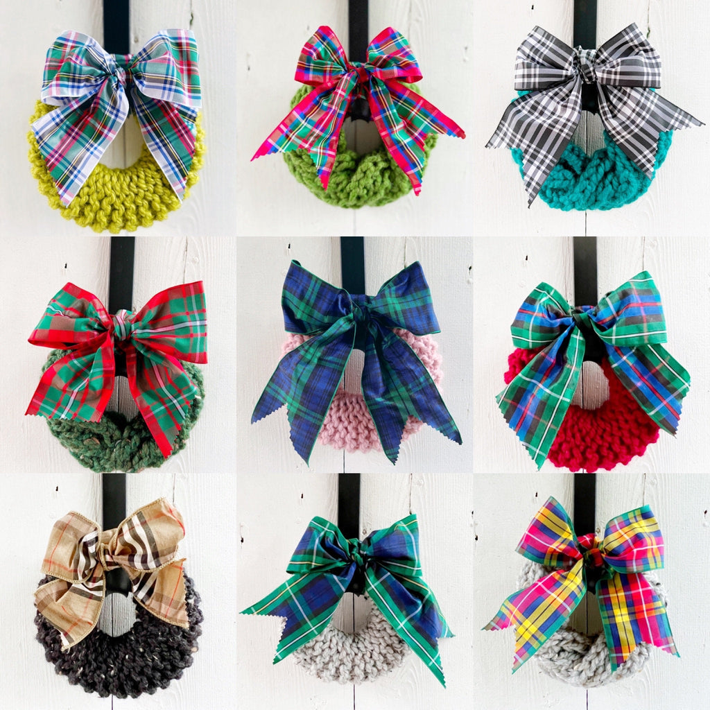 Tartan Plaid Fabric Rag Wreath - Oversized Tartan Bows