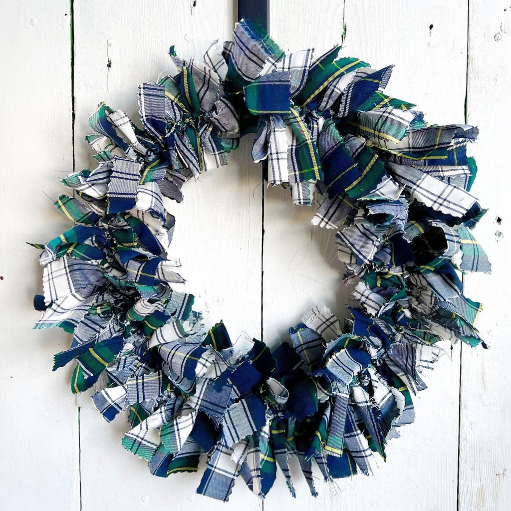 Rag Wreath - Campbell Dress Tartan Plaid Rag Wreath