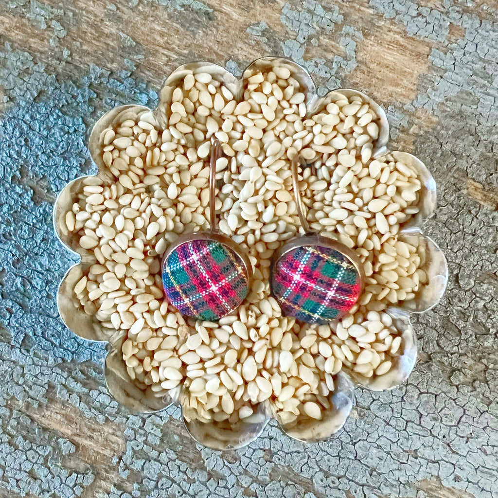 Lever Back Earrings - Red Plaid Lever Back Earrings 