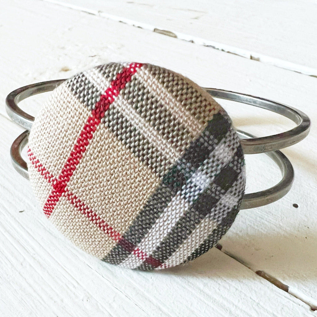 Bracelets - Brown Plaid Tartan Cuff Bracelet 