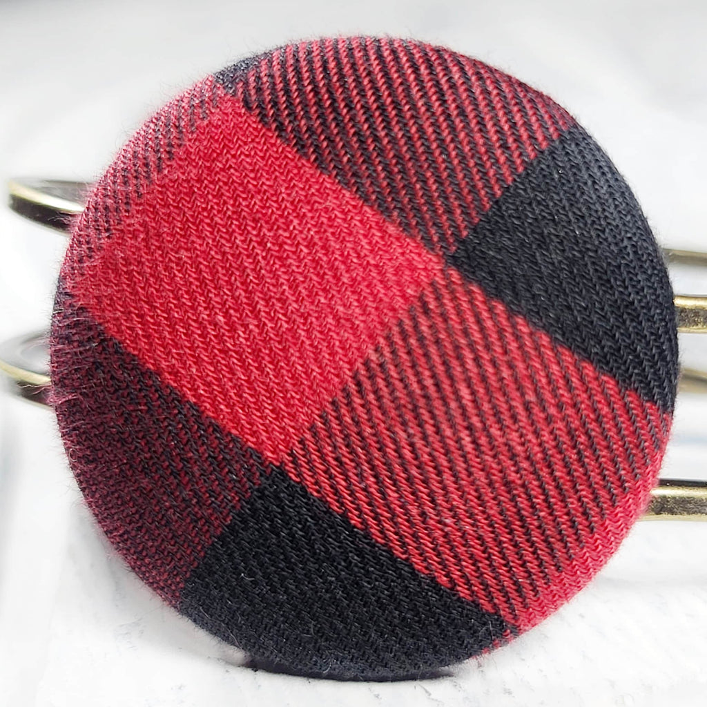 Buffalo Plaid Bangle With Hinged Chunky Design