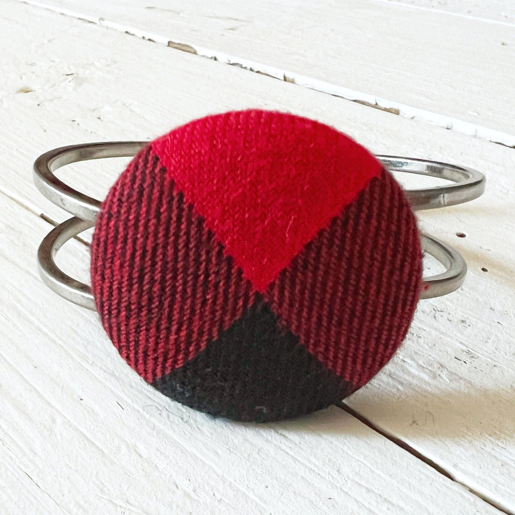 Bracelets - Buffalo Plaid Bangle Cuff Bracelet