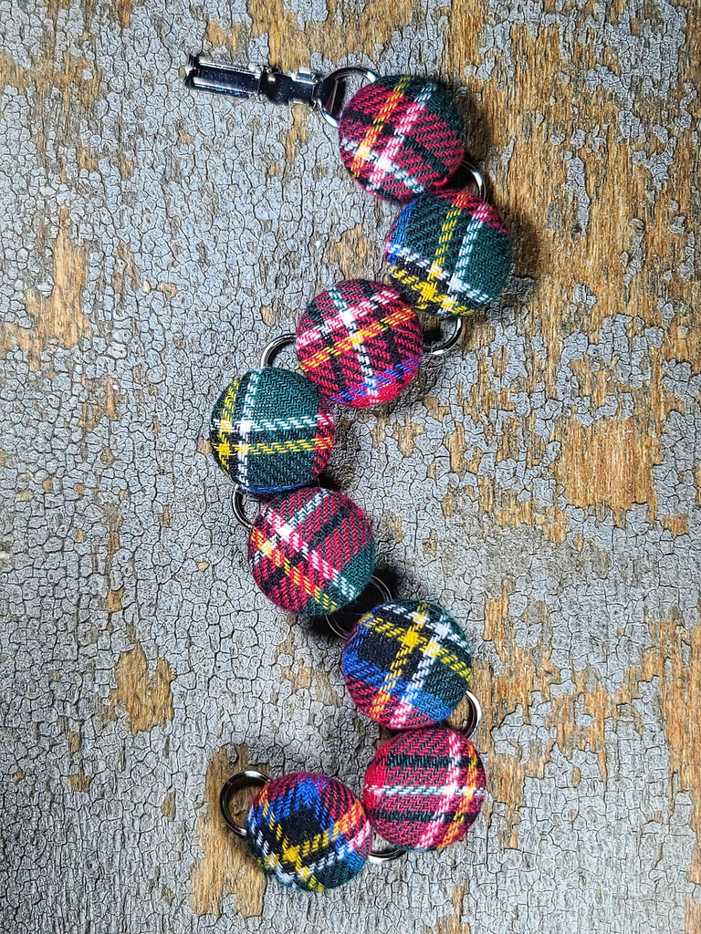 Stewart Black Tartan Plaid Link Bracelet 
