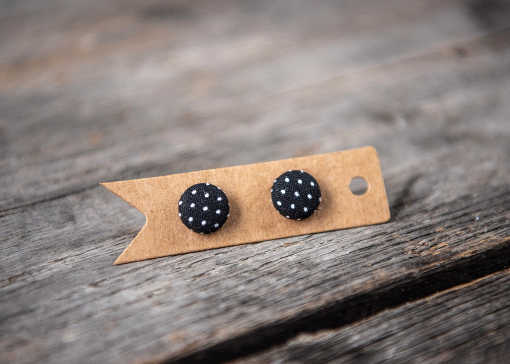 Polka Dot Stud Earrings - Black And White Jewelry