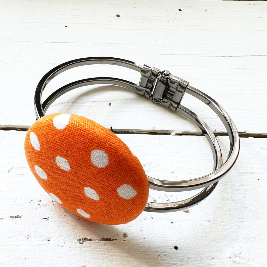 Bengals Jewelry - Chunky Orange Polka Dot Cuff Bracelet 