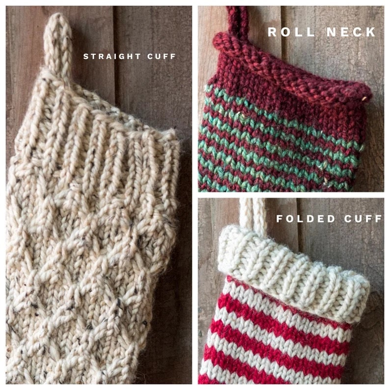  Hand Knit Christmas Stockings - Chevron Stripes