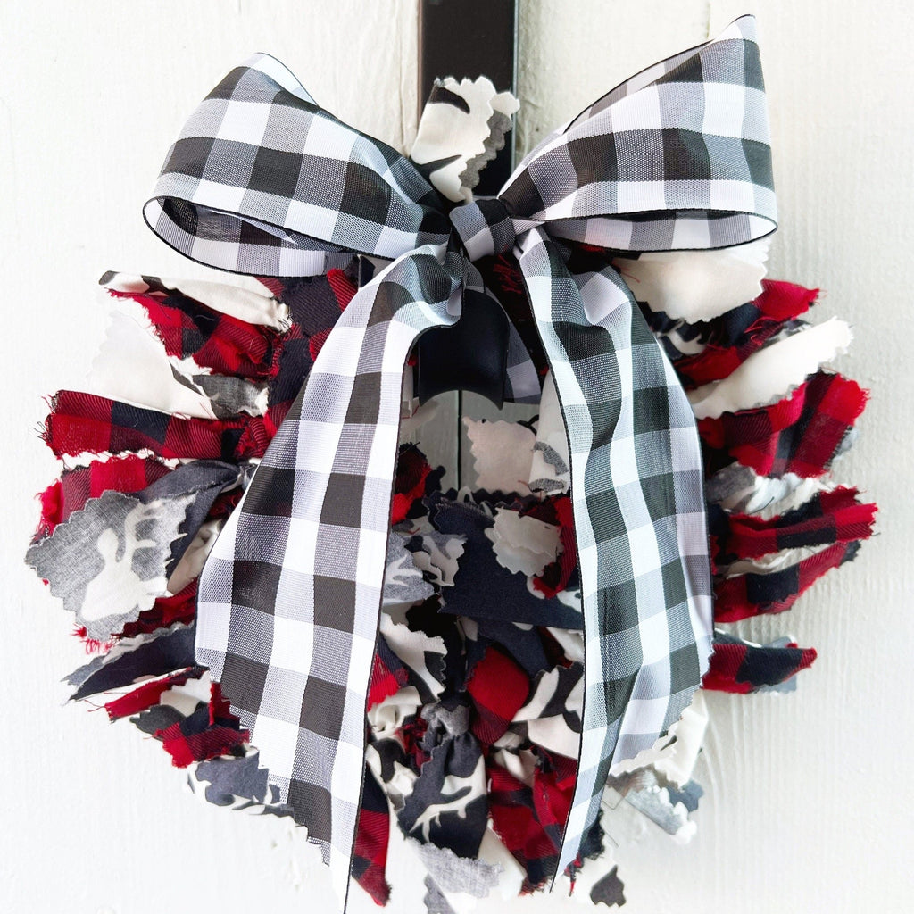 Rag Wreath - One Of A Kind - Buffalo Plaid Rag Wreath