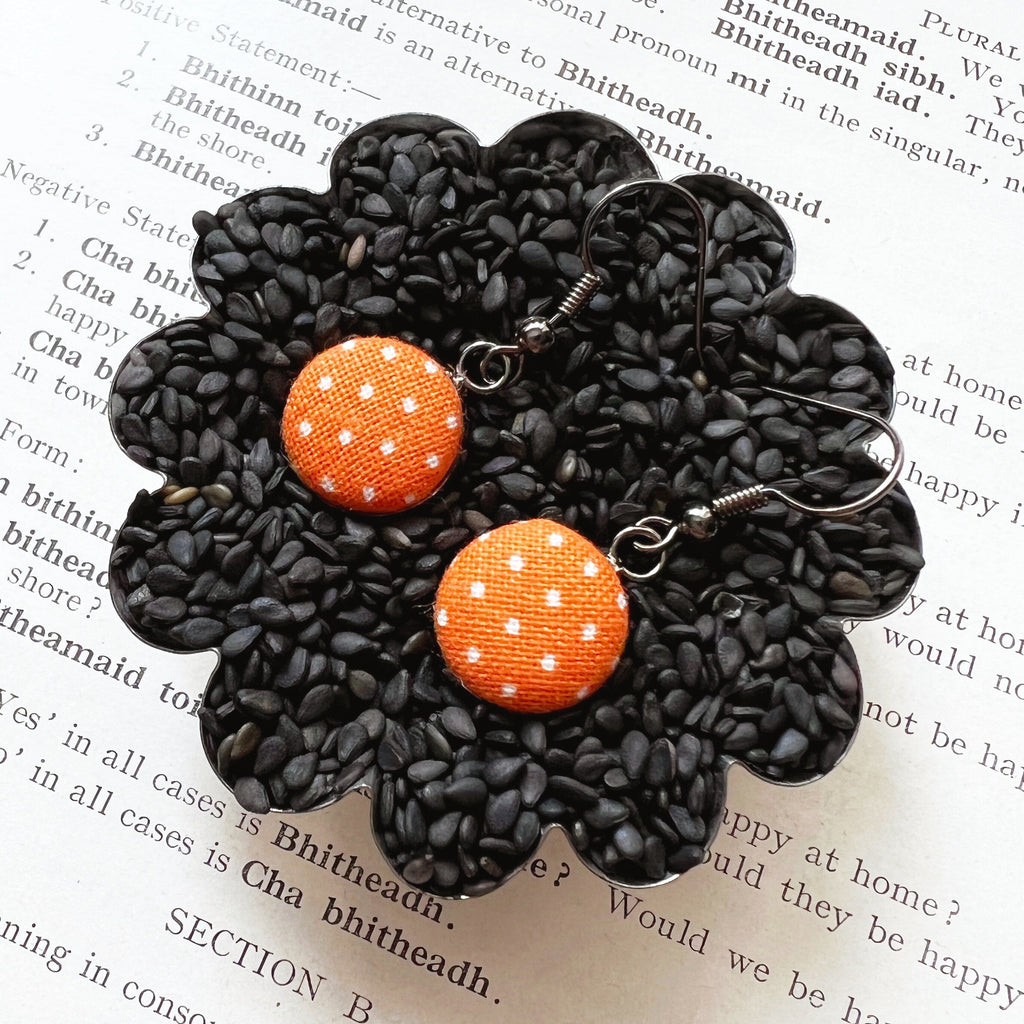 Wire Drop Earrings - Polka Dot Wire Drop Dangle Earrings