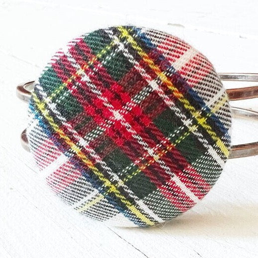 artan Cuff Bracelet - Chunky Hinged Stewart Dress Plaid