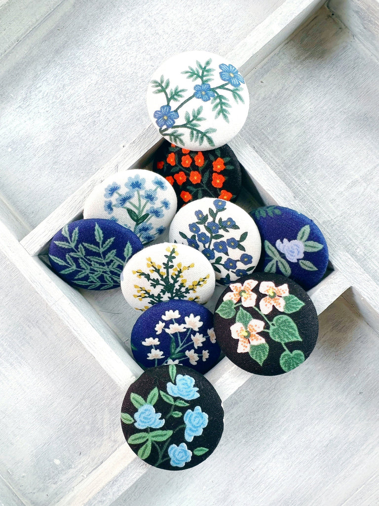  Handcrafted Blue Flower Craft Buttons 