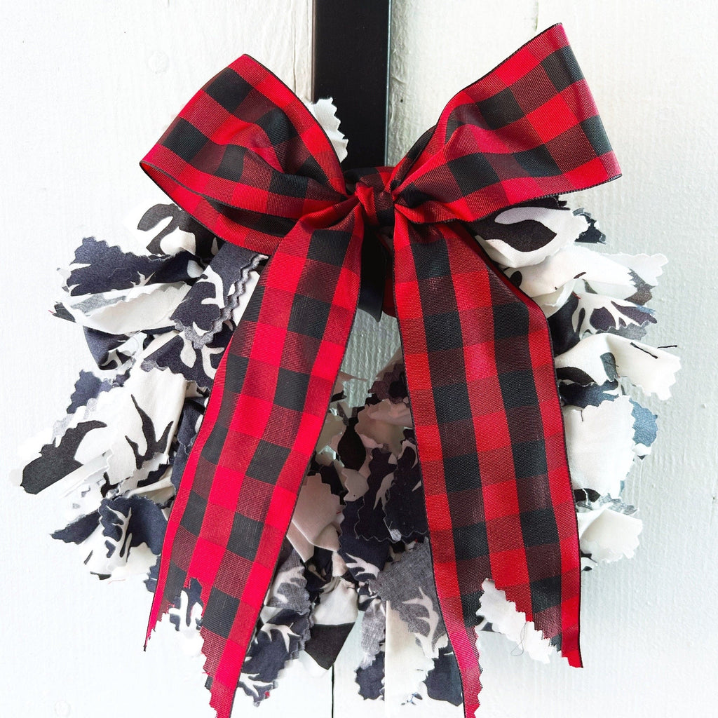 Rustic Christmas Buffalo Plaid Rag Wreath