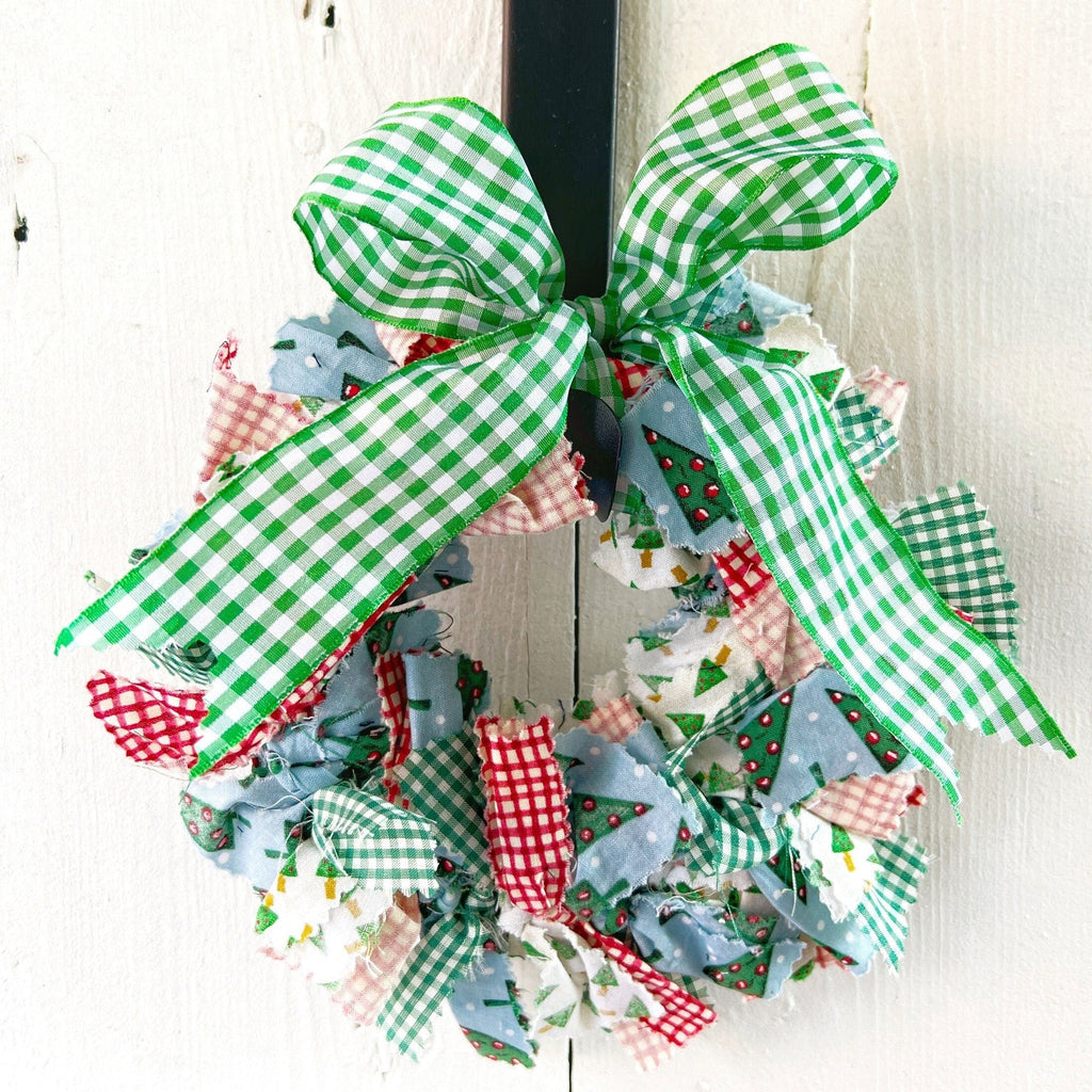 Rag Wreath - One Of A Kind - Christmas Tree Rag Wreath