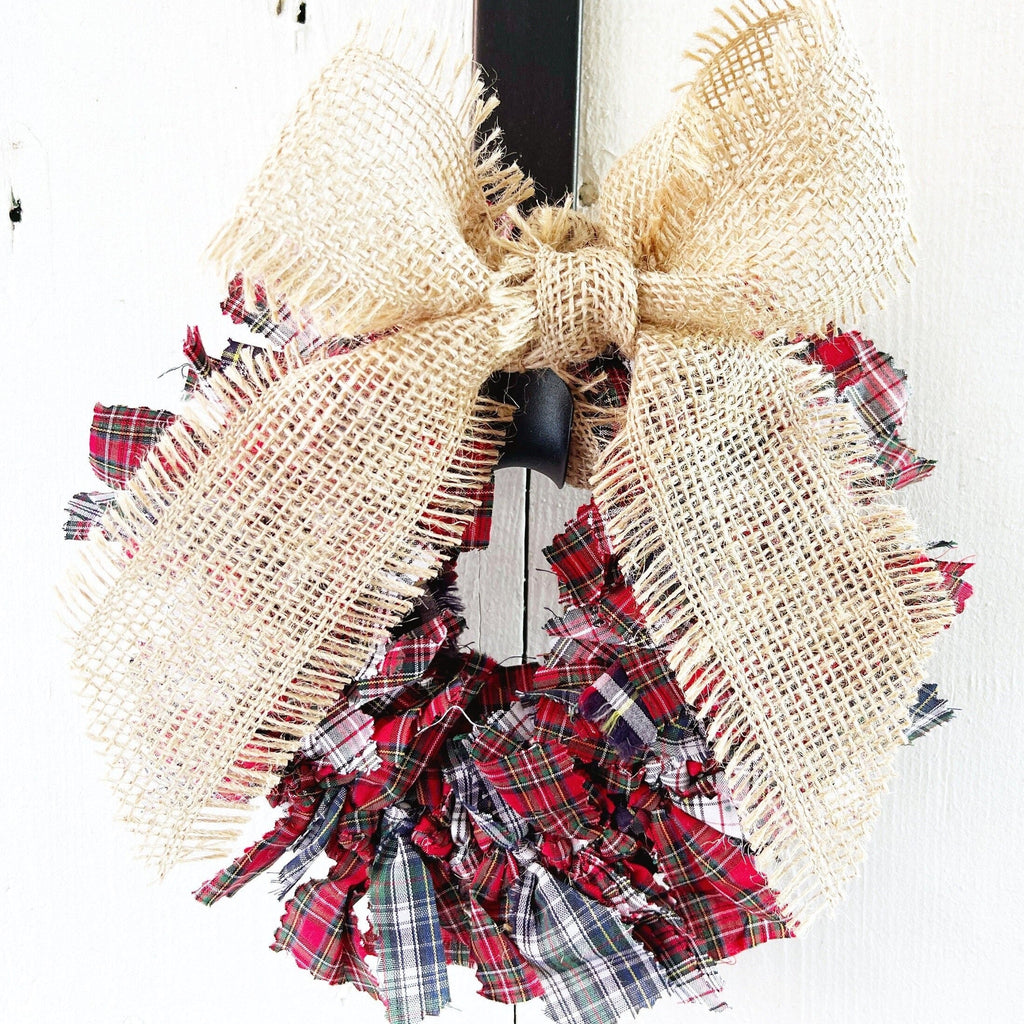 Rag Wreath - Tartan Plaid Christmas Wreath