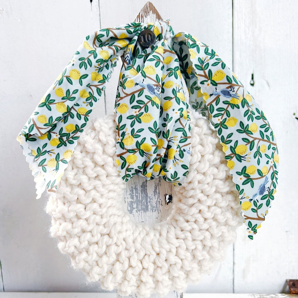 Hand Knit Wreaths - Lemon Wreath - Hand Knit for Spring