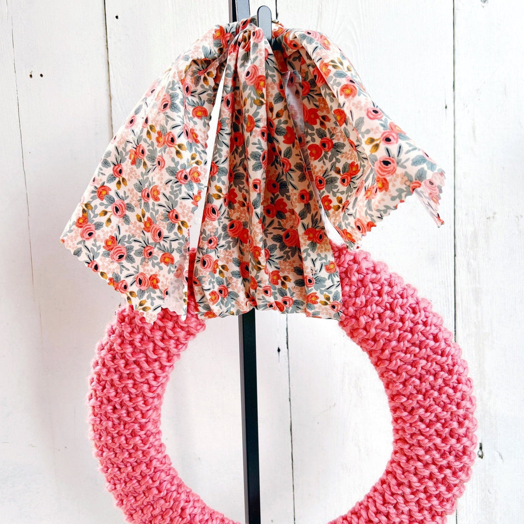 OOAK - Hand Knit Wreaths - Hand Knit Spring Flower Wreath 