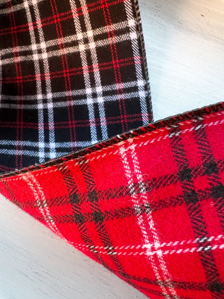 Luxury Designer D Stevens Wired Ribbon - red plaid