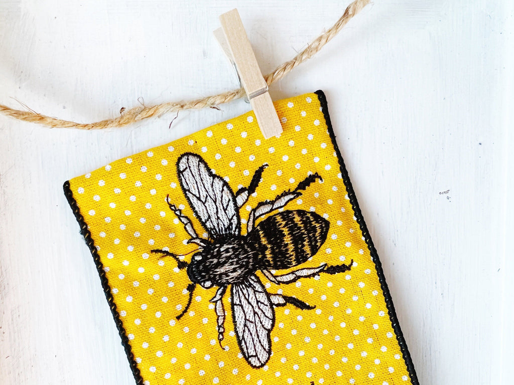 Designer Yellow Black Bee Happy Spring Ribbon - D Stevens