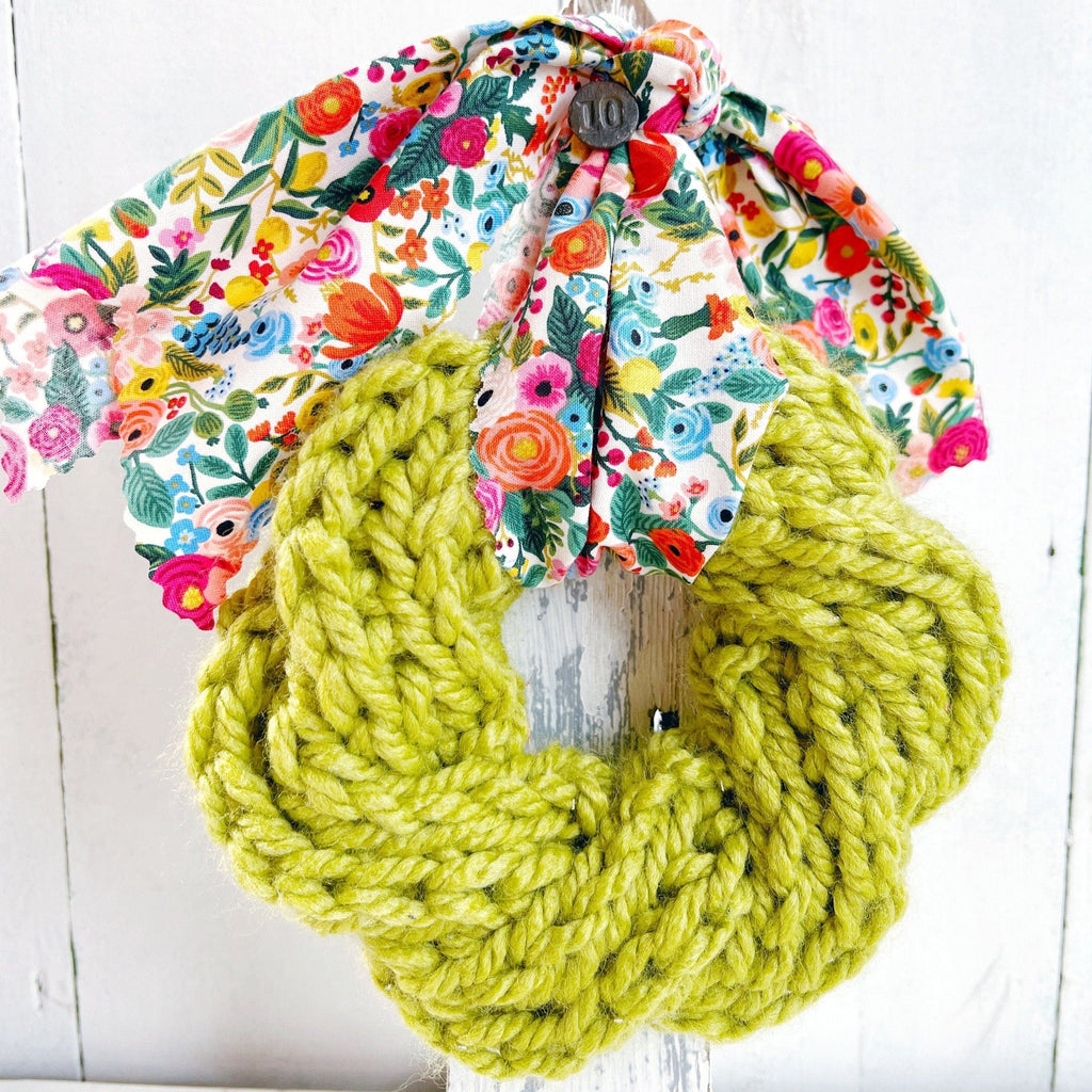 Hand-Knit Floral Wreath for Spring