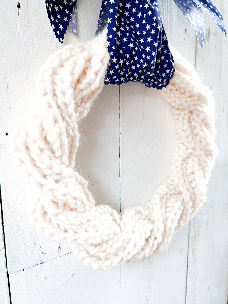 Hand-Knitted Wreath - Year-Round Farmhouse Decor