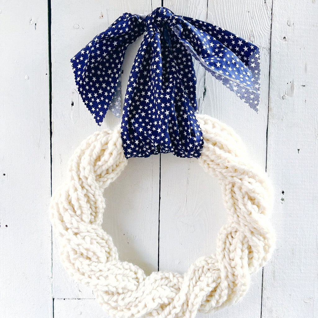 Hand Knit Wreaths - Stars and Stripes Fabric Swag Wreath