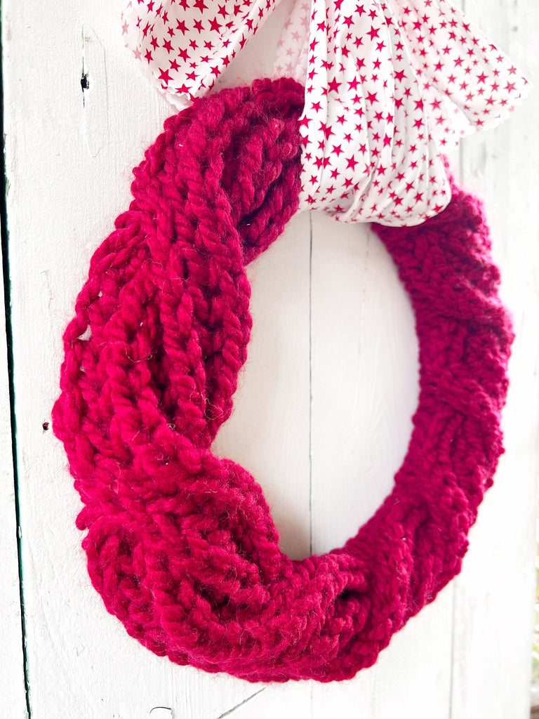 Hand Knit Wreaths - Front Door Americana Wreath