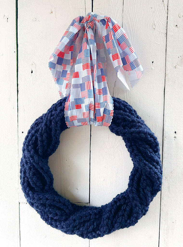 Hand Knit Wreaths - Unique Americana Wreath