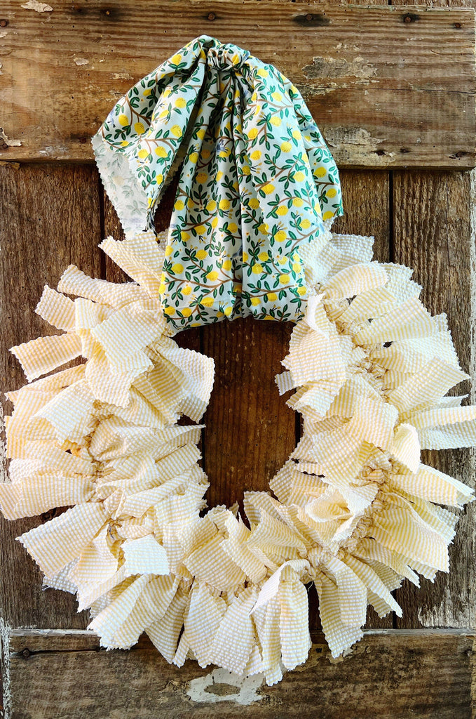 Spring  Summer Rag Fabric Wreath For Front Door