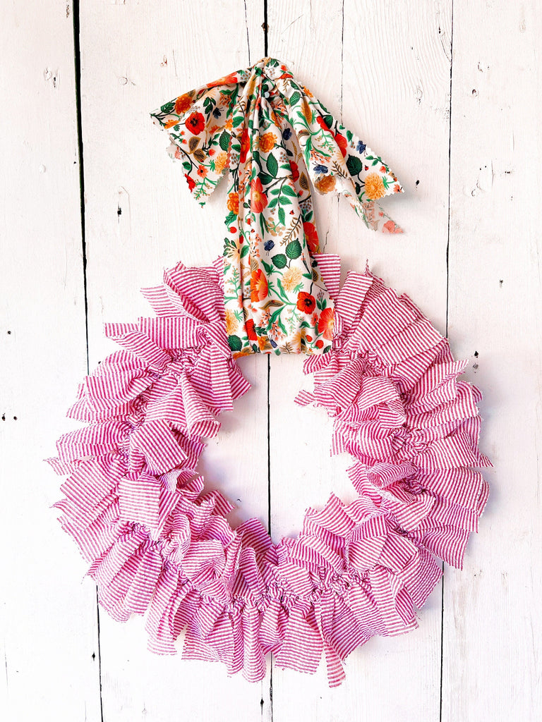 Strawberry Spring & Summer  Rag Wreath with Swag 