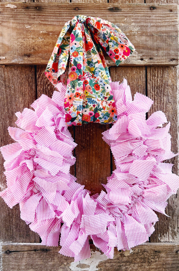 Rag Wreath - Floral Swag Wreath For Summer Decorating