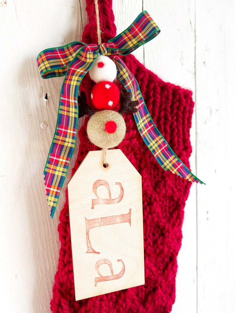 Personalized Red Textured Chunky Knit Christmas Stockings