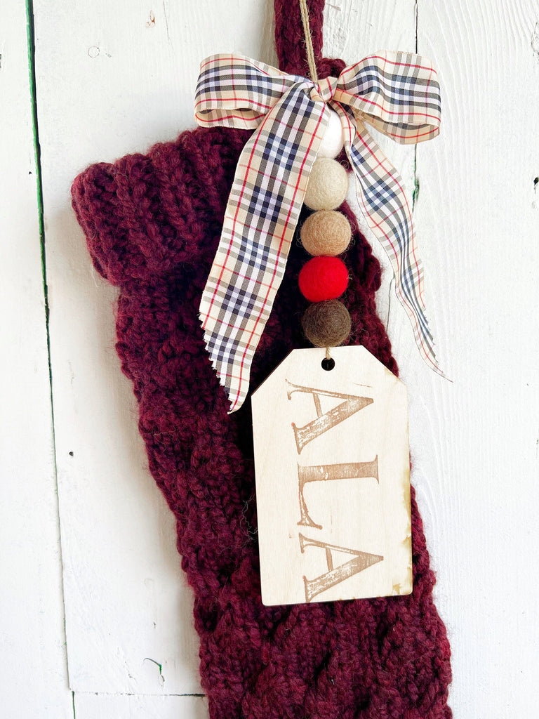 Personalized Knit Christmas Stocking - Large Size