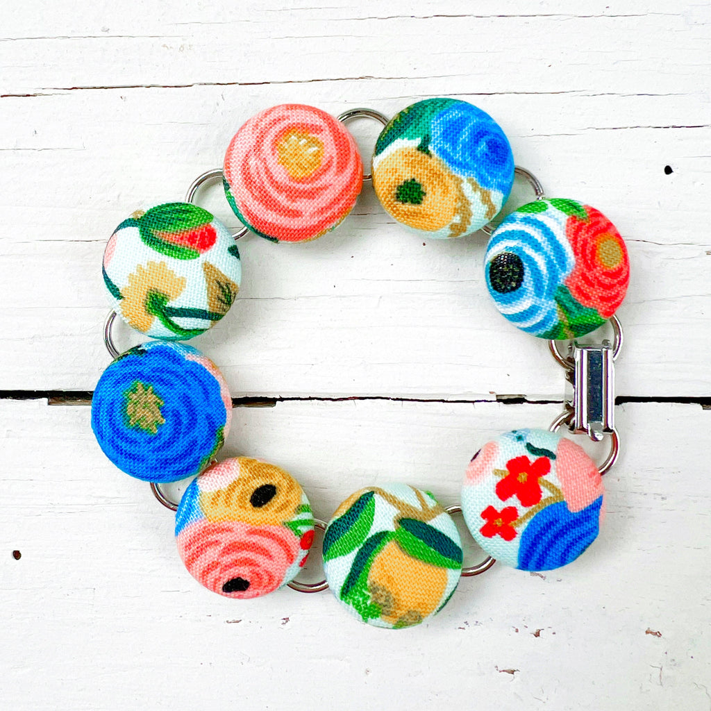 Chunky Link Bracelet With Intricate Flower Design
