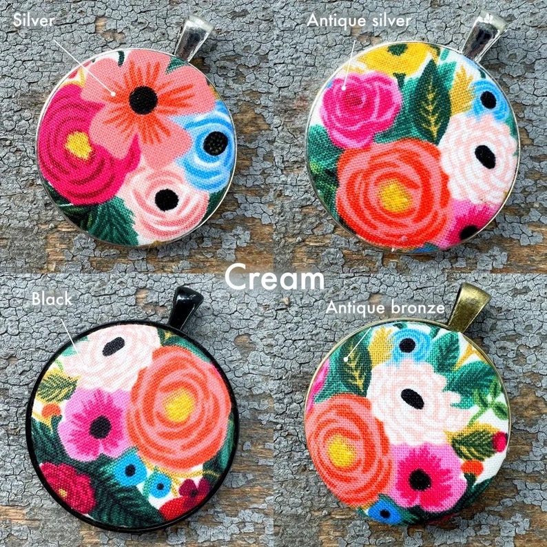 Rifle Paper Fabric Boho Flower Necklace & Pendant