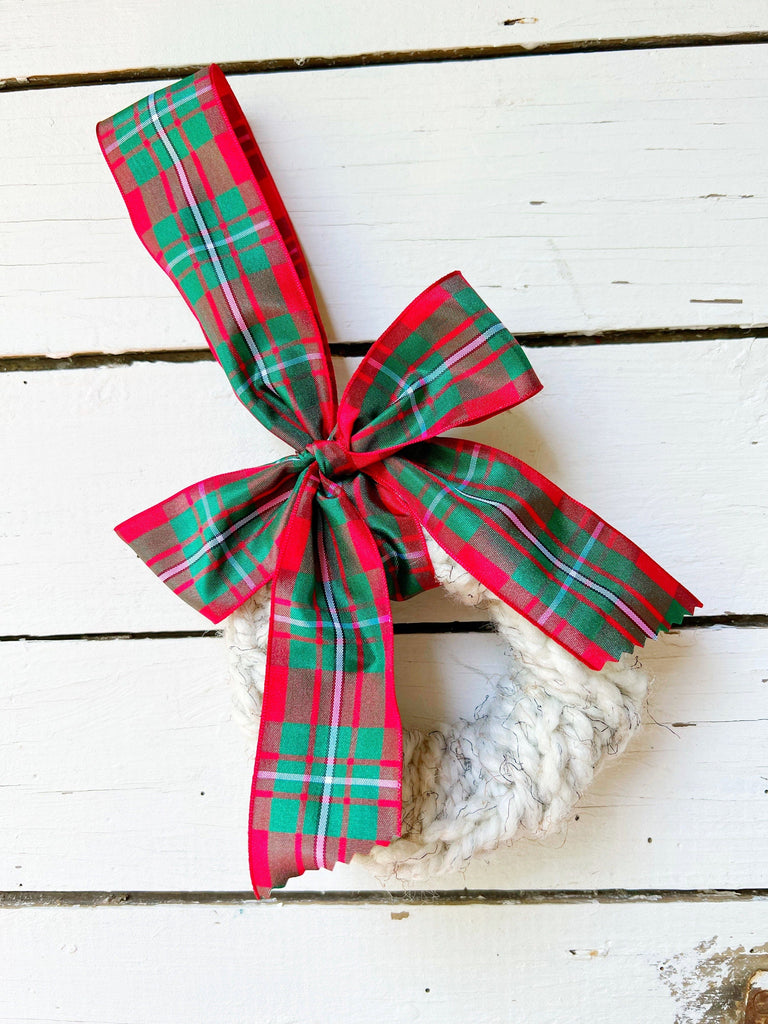 Knit Wreath Ornaments - Macgregor Tartan Bow